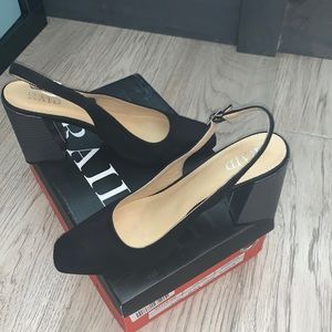 Black suede heel